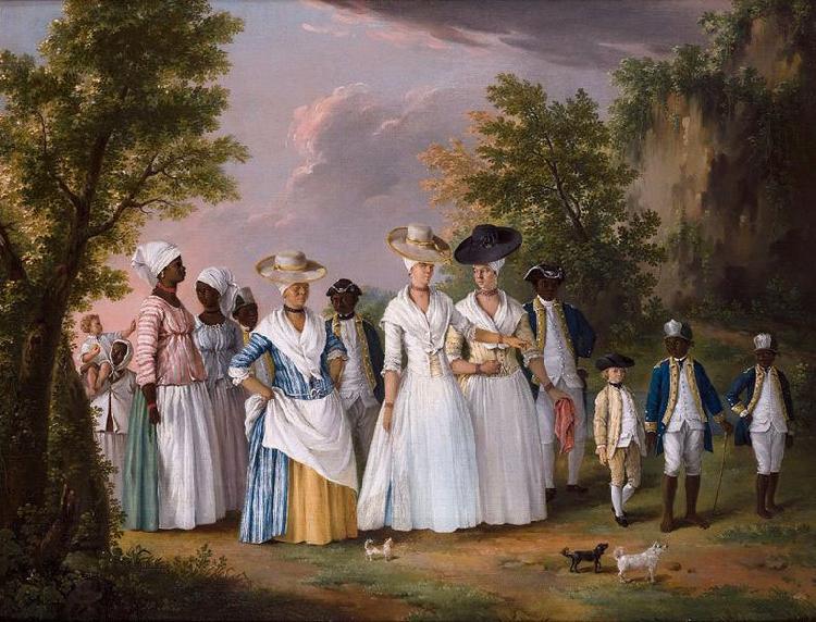 unknow artist Free Women of Color with their Children and Servants in a Landscape, oil painting picture